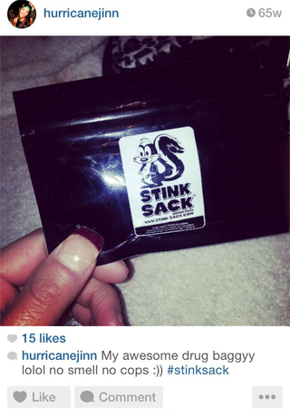 Instagram Review: My awesome drug bag lolol no smell no cops :() #stinksack