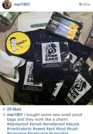Instagram Review: I bought some new smell proof bags and they work like a charm. #dankproof #smell #smellproof #skunk #medicalonly #stinksack.